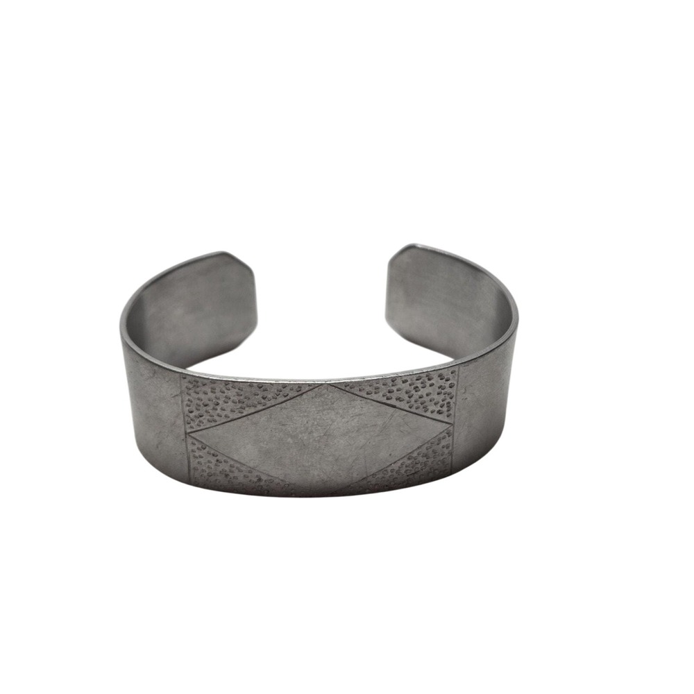 Unbranded Cuff Bracelet Unisex OS Silver Etched Diamond Geometric Brutalist